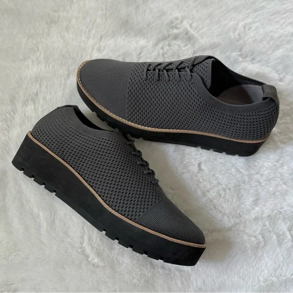EILEEN FISHER 10 Eddy Knit Platform Oxford Loafers in Graphite Grey • Eddy 2 - Picture 13 of 15